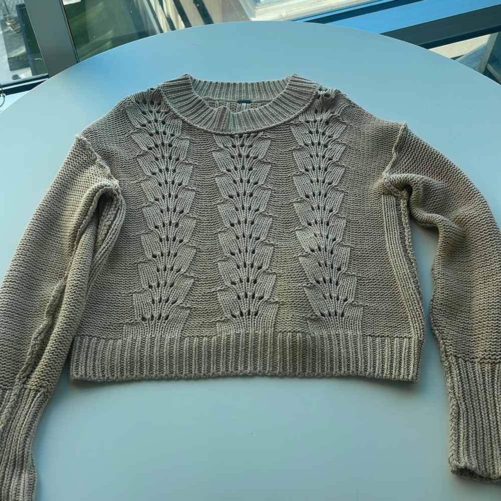 Free People cream pullover knit sweater sz M
